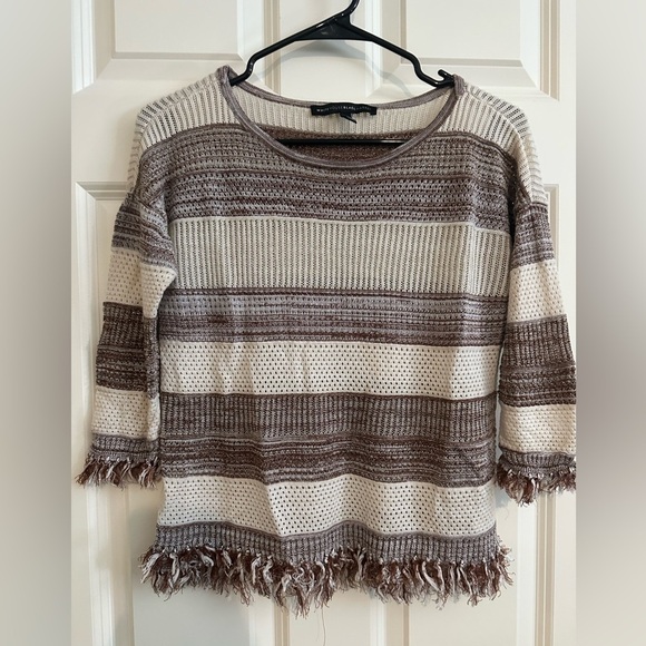 White House Black Market Brown and Cream Textured Sweater - Picture 1 of 4